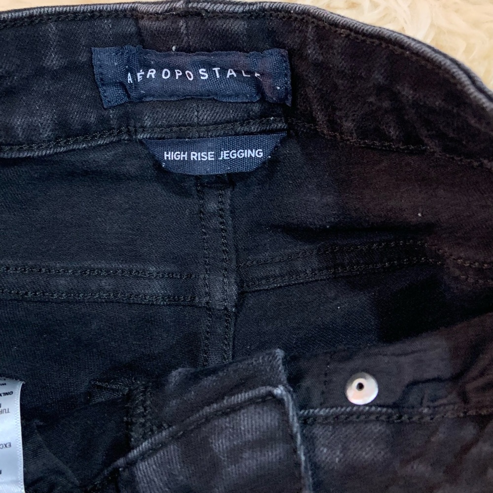 Aeropostale High Rise Jegging Black Destroyed Skinny Jeans Womens Size 0 Reg - Picture 4 of 5